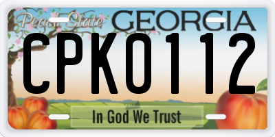 GA license plate CPK0112