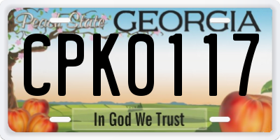GA license plate CPK0117