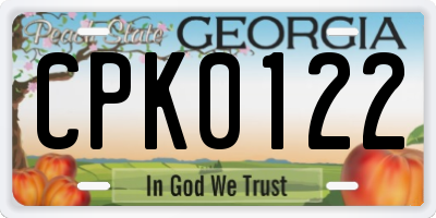 GA license plate CPK0122