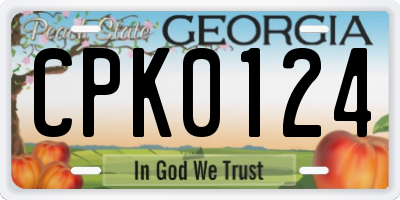 GA license plate CPK0124