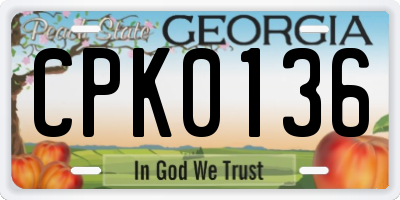 GA license plate CPK0136