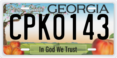 GA license plate CPK0143