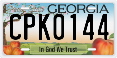 GA license plate CPK0144