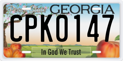 GA license plate CPK0147