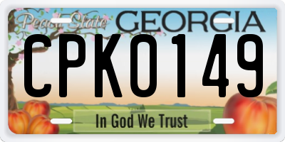 GA license plate CPK0149