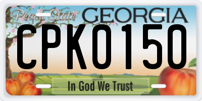 GA license plate CPK0150