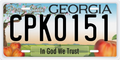 GA license plate CPK0151