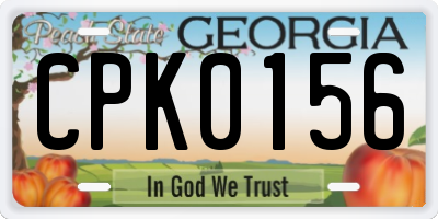 GA license plate CPK0156