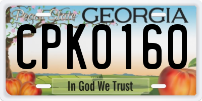 GA license plate CPK0160