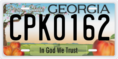 GA license plate CPK0162