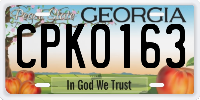 GA license plate CPK0163