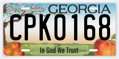 GA license plate CPK0168