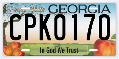 GA license plate CPK0170