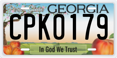 GA license plate CPK0179