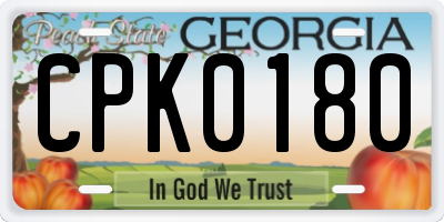 GA license plate CPK0180