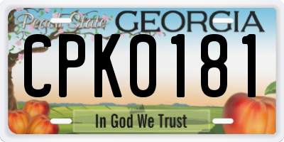 GA license plate CPK0181