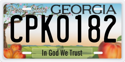 GA license plate CPK0182