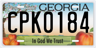 GA license plate CPK0184