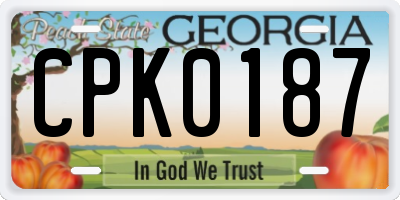 GA license plate CPK0187