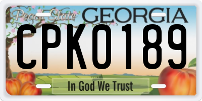 GA license plate CPK0189