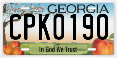 GA license plate CPK0190