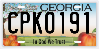 GA license plate CPK0191