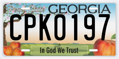 GA license plate CPK0197