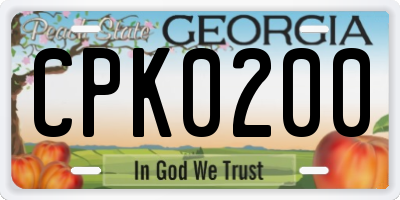 GA license plate CPK0200