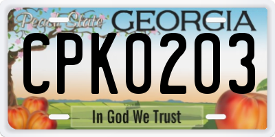 GA license plate CPK0203
