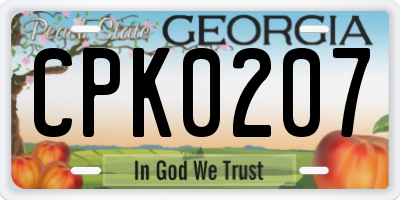 GA license plate CPK0207
