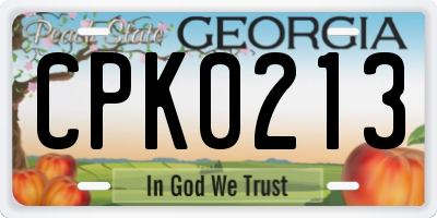GA license plate CPK0213