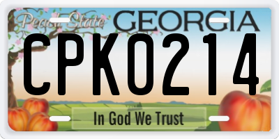 GA license plate CPK0214