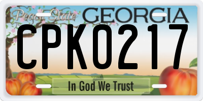 GA license plate CPK0217