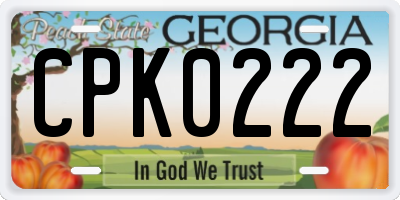 GA license plate CPK0222