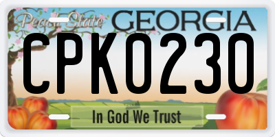 GA license plate CPK0230