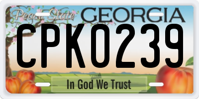 GA license plate CPK0239