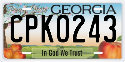 GA license plate CPK0243