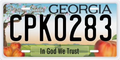 GA license plate CPK0283