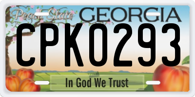 GA license plate CPK0293