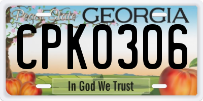 GA license plate CPK0306