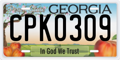 GA license plate CPK0309