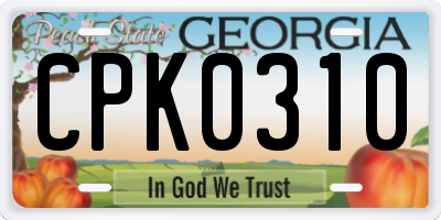 GA license plate CPK0310