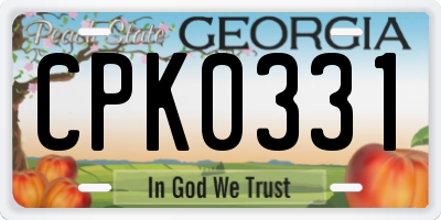 GA license plate CPK0331