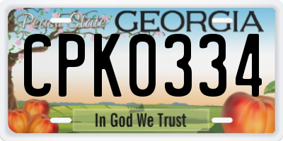GA license plate CPK0334