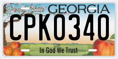 GA license plate CPK0340