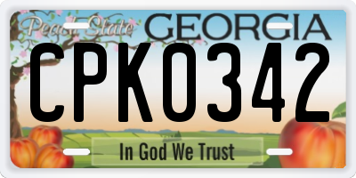 GA license plate CPK0342
