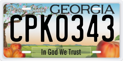 GA license plate CPK0343