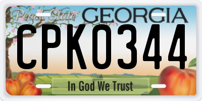 GA license plate CPK0344