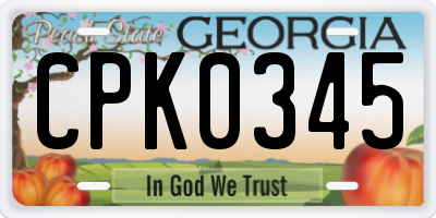 GA license plate CPK0345