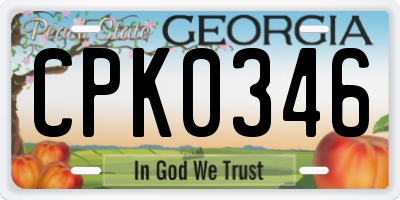 GA license plate CPK0346